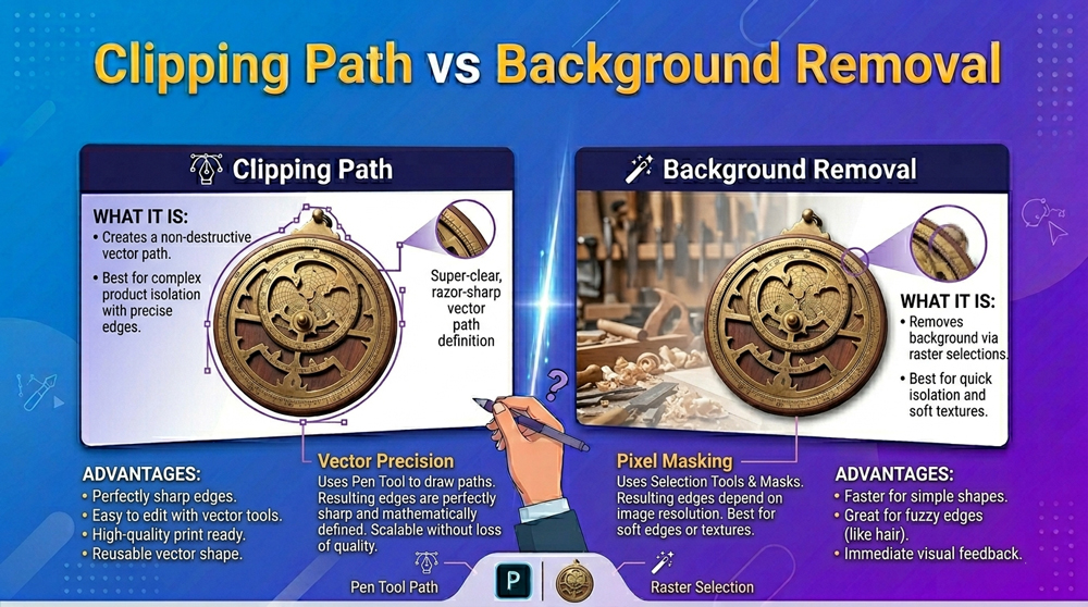 clipping path vs background removal difference